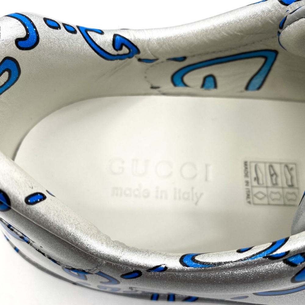 GUCCI Ace GG Coated Leather Sneakers Silver Mens - Picture 7 of 14